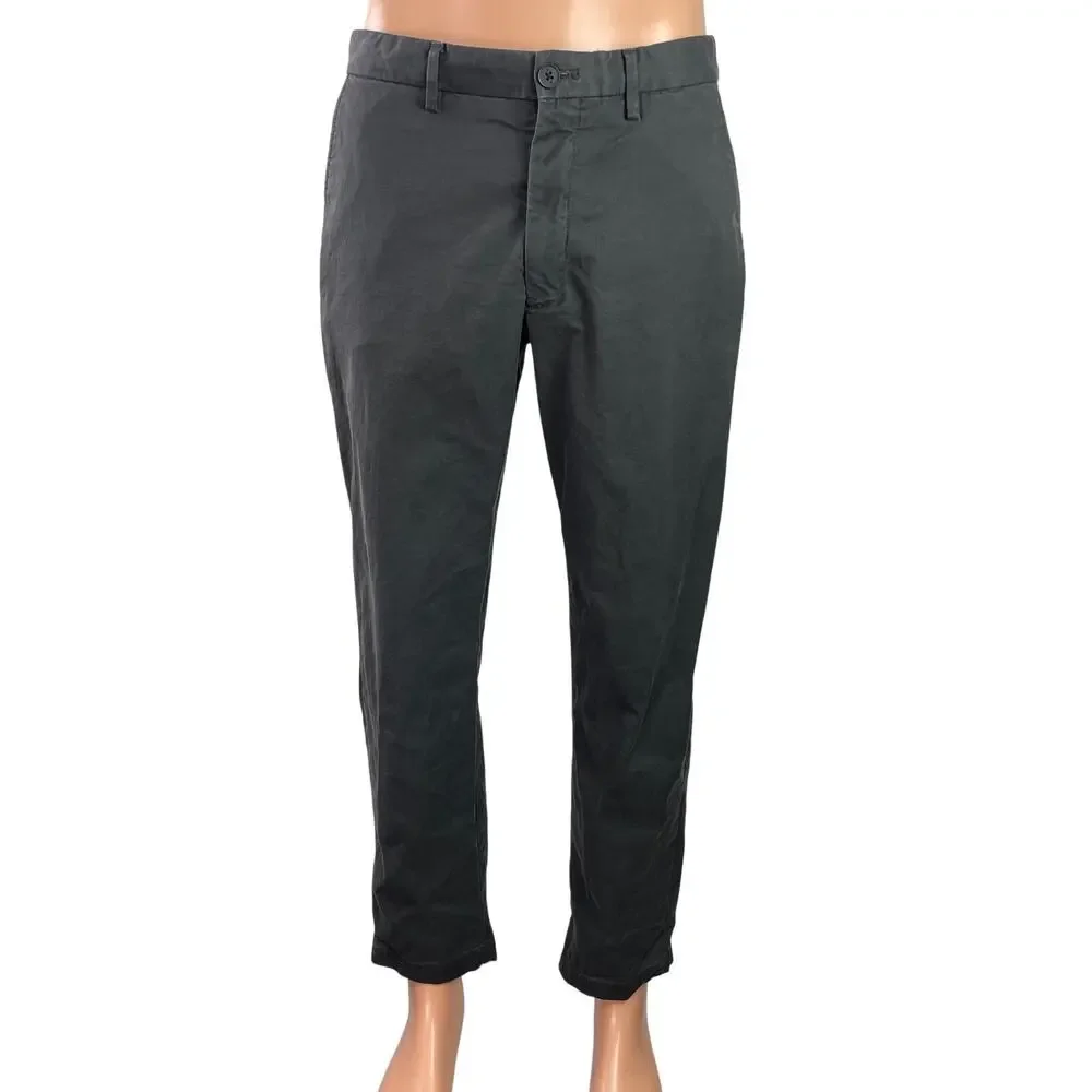 Banana Republic Lived In Chino Men Black Athletic Fit Straight Trousers Pants 32